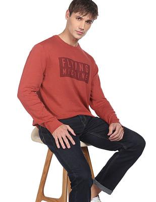 men-rust-printed-logo-solid-cotton-sweater