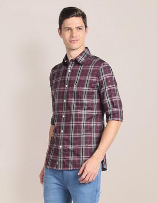 cutaway-collar-tartan-check-shirt
