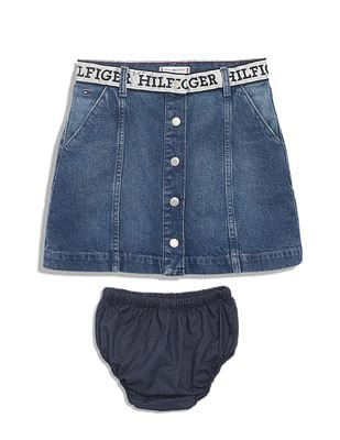 Girls Mid Rise Denim Skirt