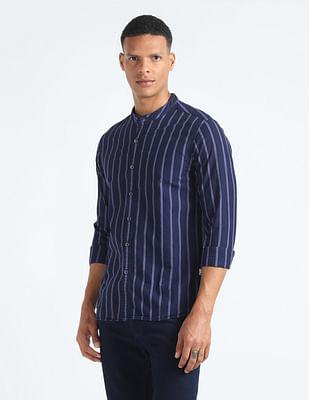 mandarin-collar-stripe-shirt