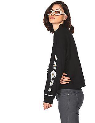 women-black-long-sleeve-round-neck-sweatshirt