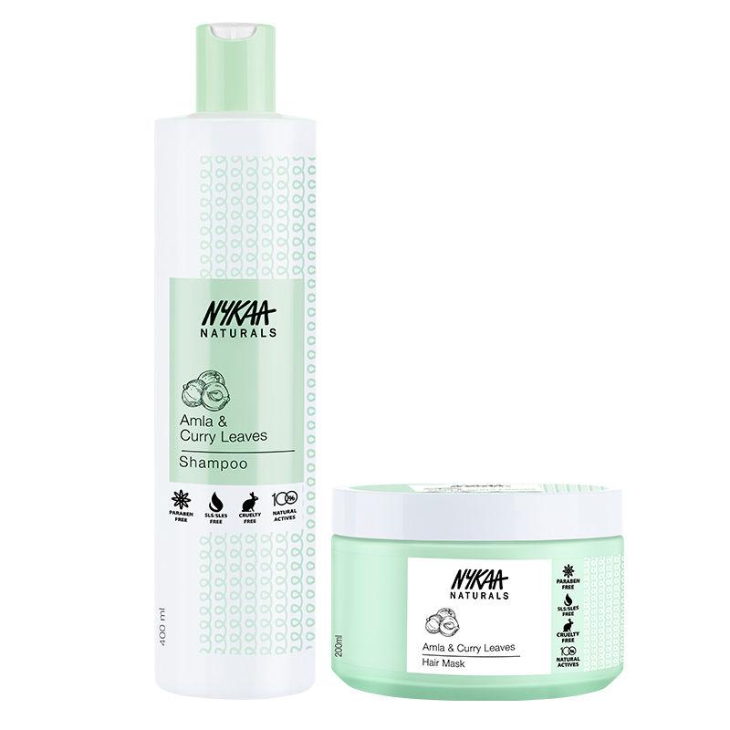 Nykaa Naturals Amla & Curry Leaves Anti-hairfall Shampoo(400ml) + Hair Mask Combo