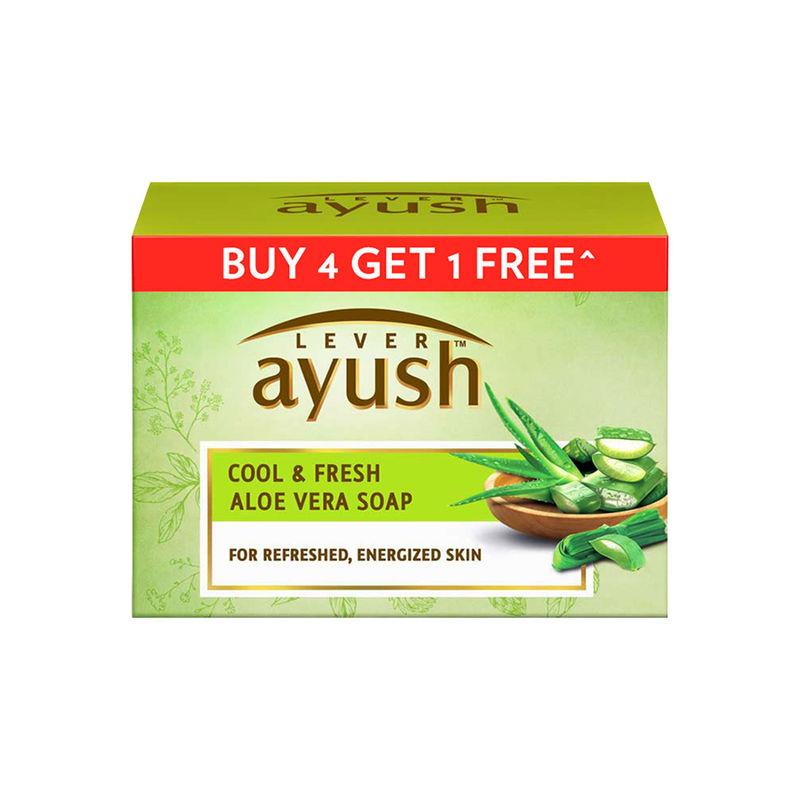 Lever Ayush Cool & Fresh Aloe Vera Soap (Buy 4 Get 1)