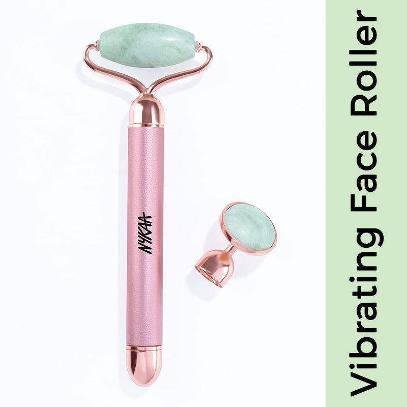 Nykaa Naturals 2 in 1 Vibrating Face Roller With Under Eye Massager - Green Jade
