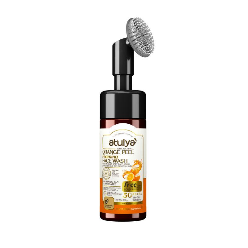 Atulya 100% Natural Orange Peel Foaming Face Wash with In-Built Soft Face Brush