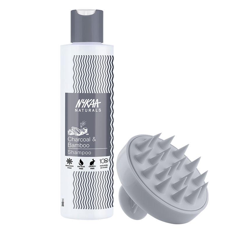 nykaa-naturals-activated-charcoal-&-bamboo-shampoo-+-scalp-massager-combo