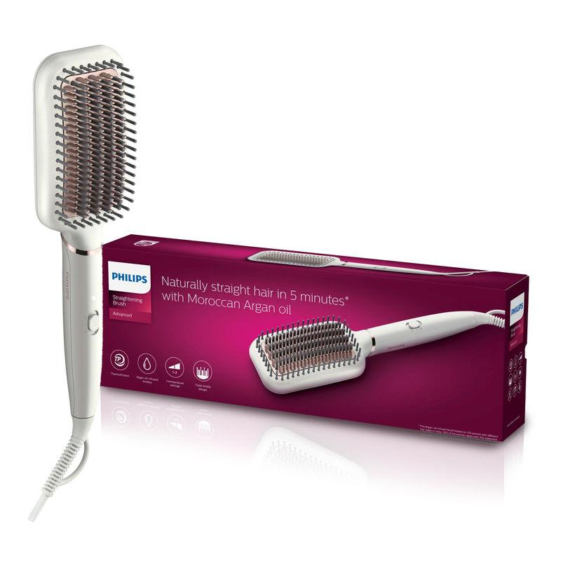 Philips Advanced Heated Straightening brush BHH880/50 with Extra large brush and Argan Oil Infusion