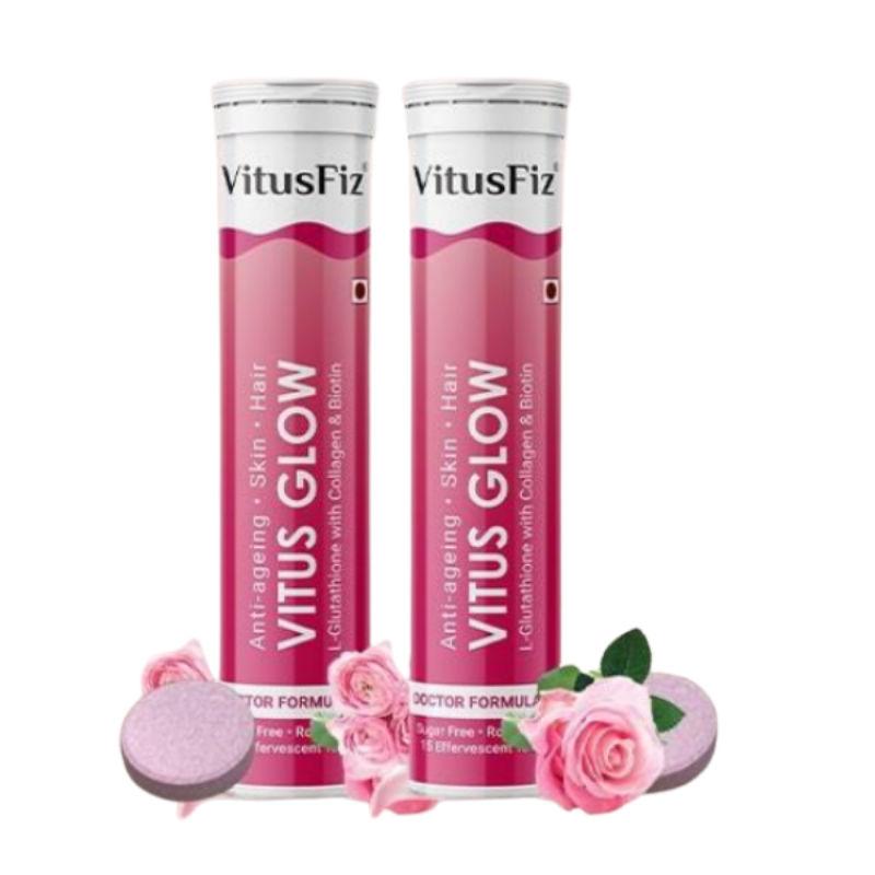 VitusFiz Glow L-Glutathione Collagen & Biotin For Skin Glow & Strong Hair Tablets - Pack Of 2