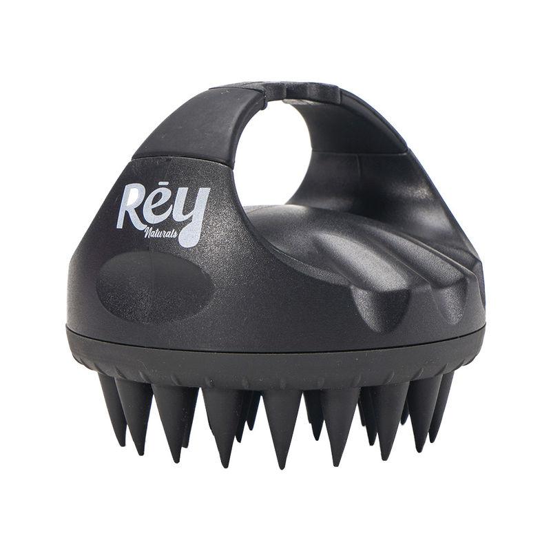 Rey Naturals Hair Scalp Massager Shampoo Brush | Long Soft Silicon Bristles Boost Blood Flow - Black