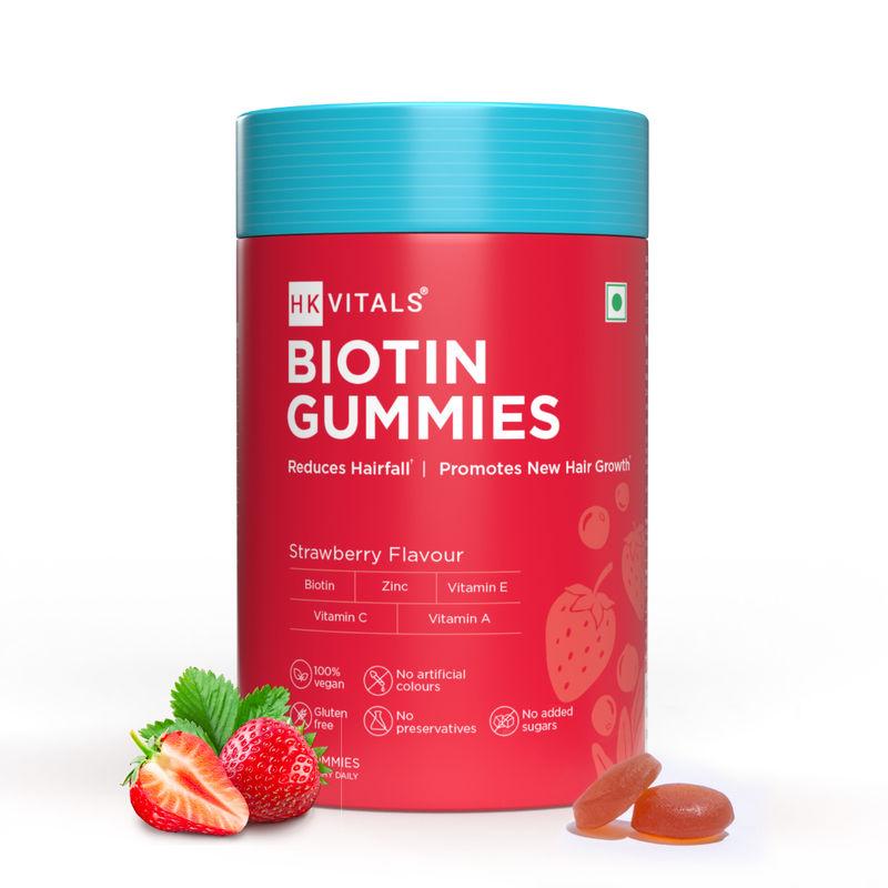 HealthKart HK Vitals Biotin Hair Gummies, Vegan, Gluten Free (Strawberry)
