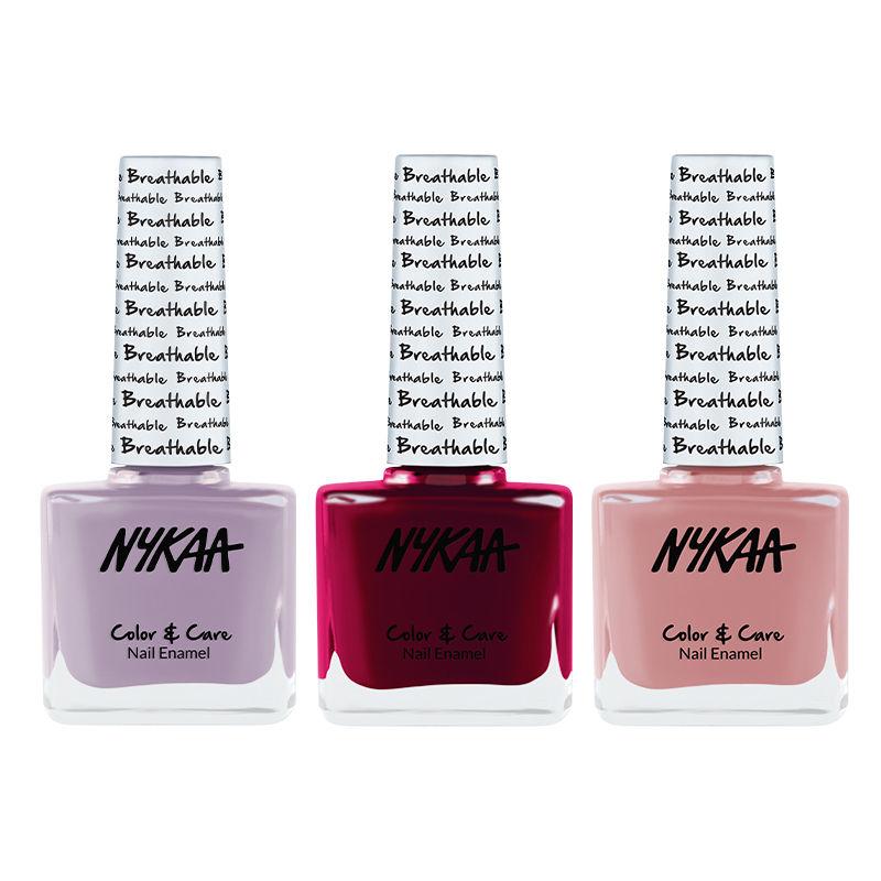 nykaa-cosmetics-breathable-nail-enamel-combo---keep-calm-+-wine-unwind-+-pure-pink