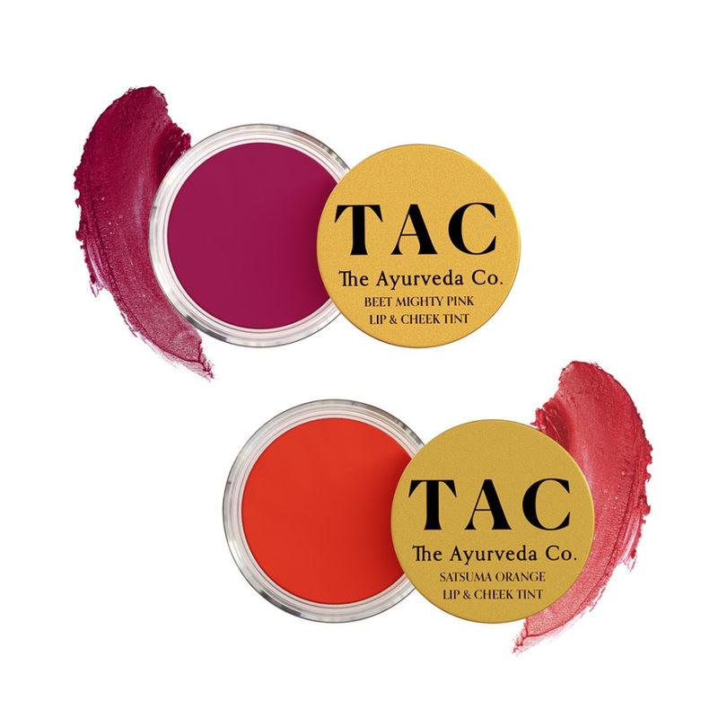 TAC - The Ayurveda Co. Combo Of Beet Mighty Pink And Satsuma Orange Lip And Cheek Tint
