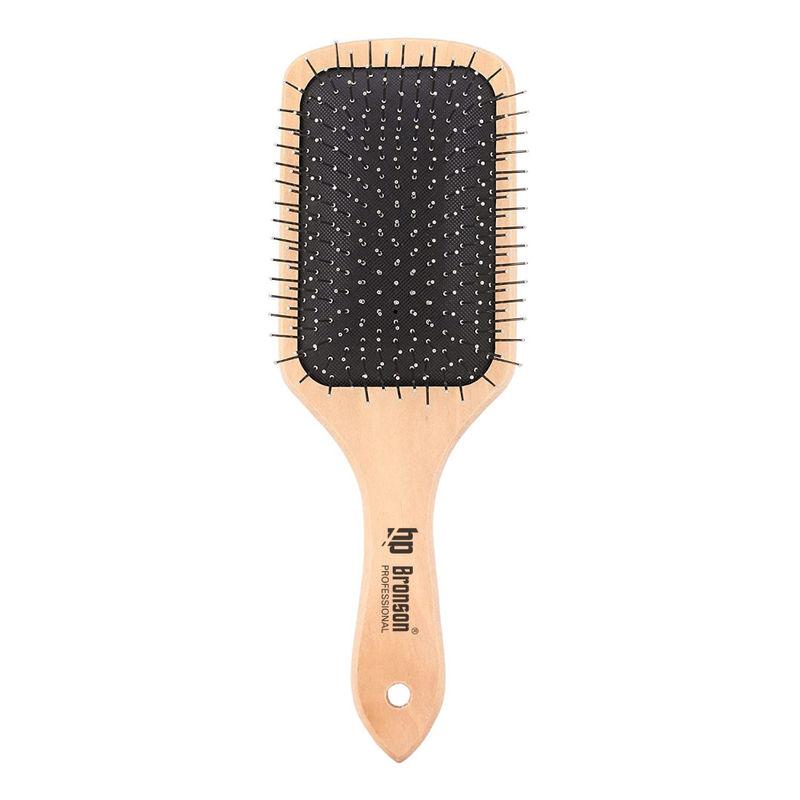 Bronson Professional Wooden Paddle Hair Brush With Steel Bristles