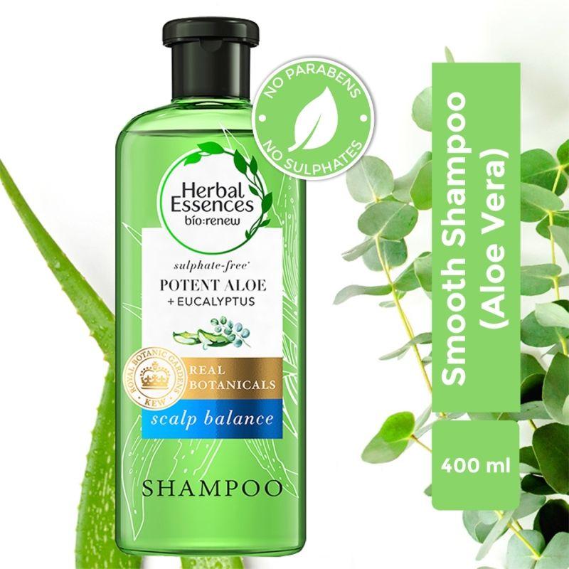 Herbal Essences Aloe & Eucalyptus Shampoo For Soft Smooth Hair, No- Sulphates, Paraben and Silicones