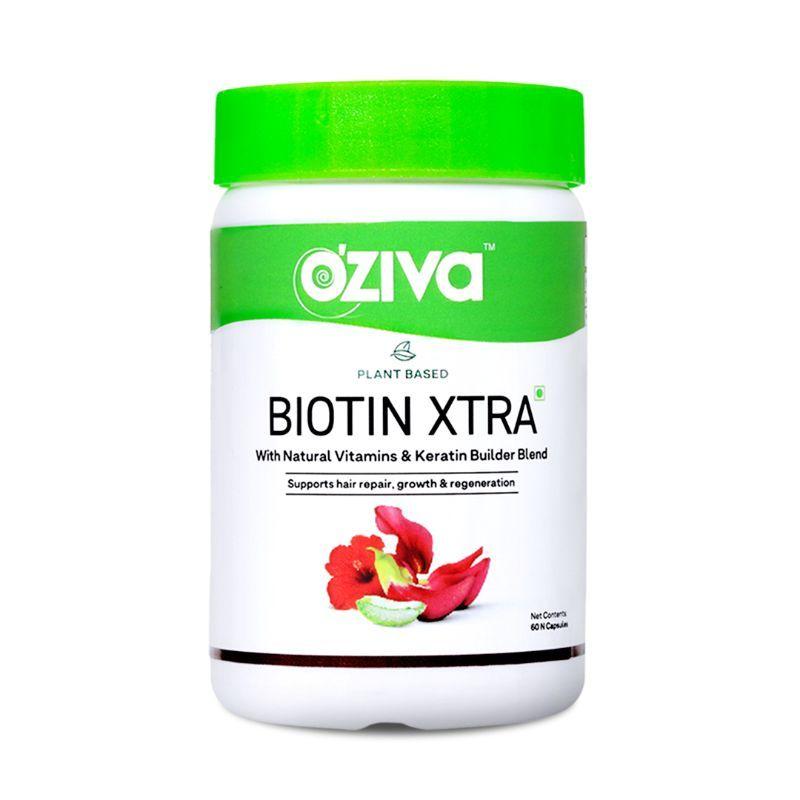 Oziva Plant Based Biotin Xtra Capsules (with Keratin Builder) For Hair Repair & Regeneration