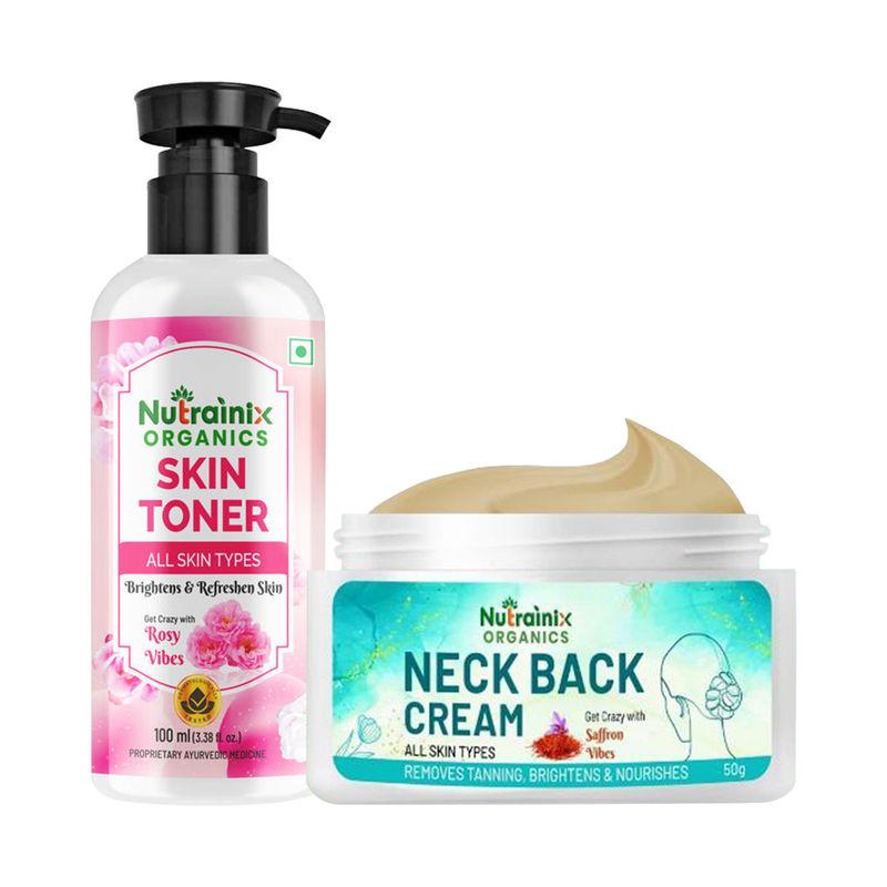 Nutrainix Organics Neck Back Cream + Moisturizing & Brightening Skin Toner