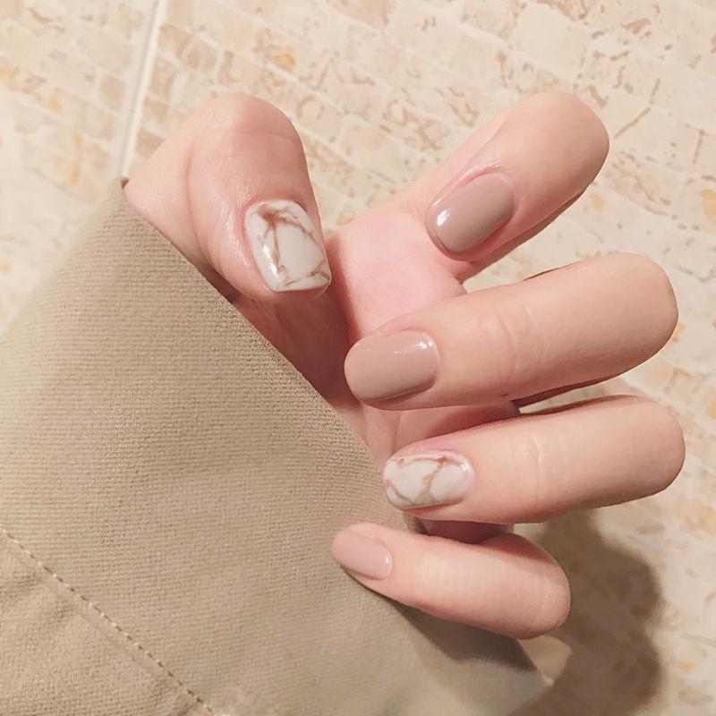 Pipa Bella by Nykaa Fashion Beige Marble Print Stick On Nails