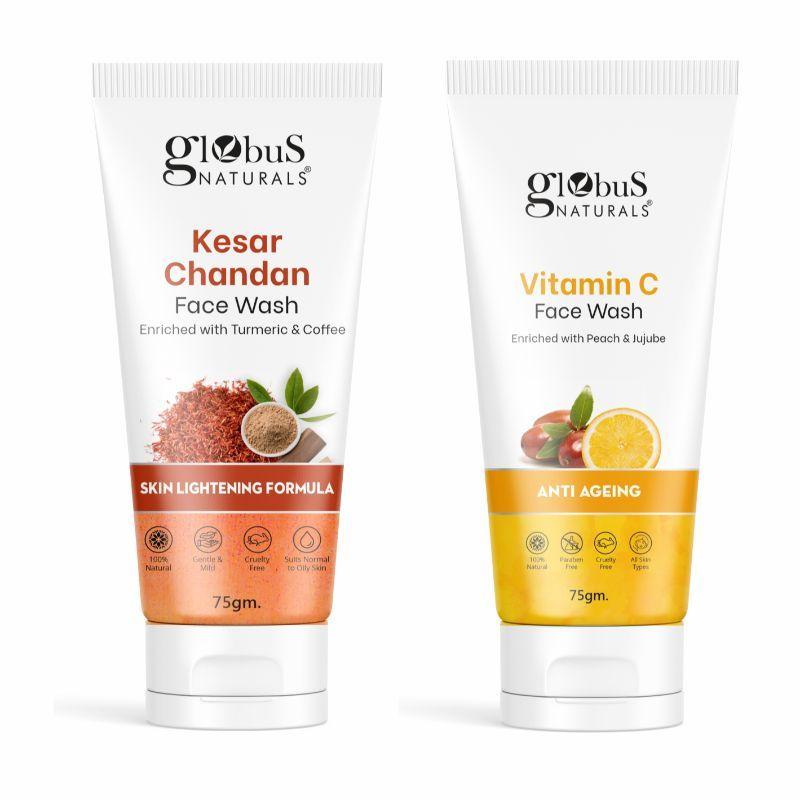 Globus Naturals Vitamin C & Kesar Chandan Face Wash Combo
