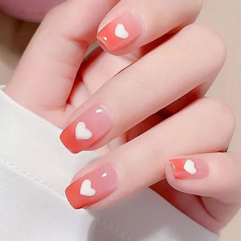 pipa-bella-by-nykaa-fashion-peach-ombre-stick-on-nails-with-white-hearts