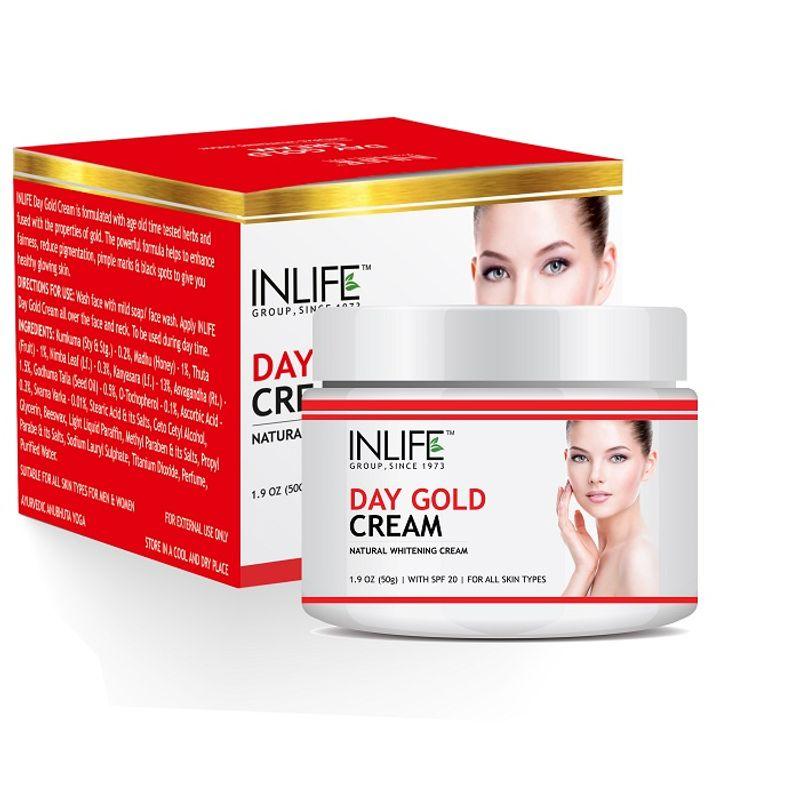 INLIFE Natural Day Gold Cream 50gm With SPF 20 For Skin Whitening
