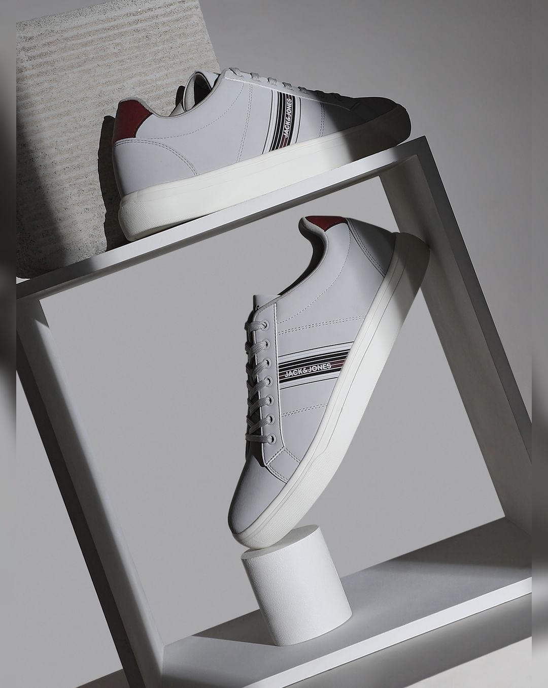 Light Grey Striped Sneakers