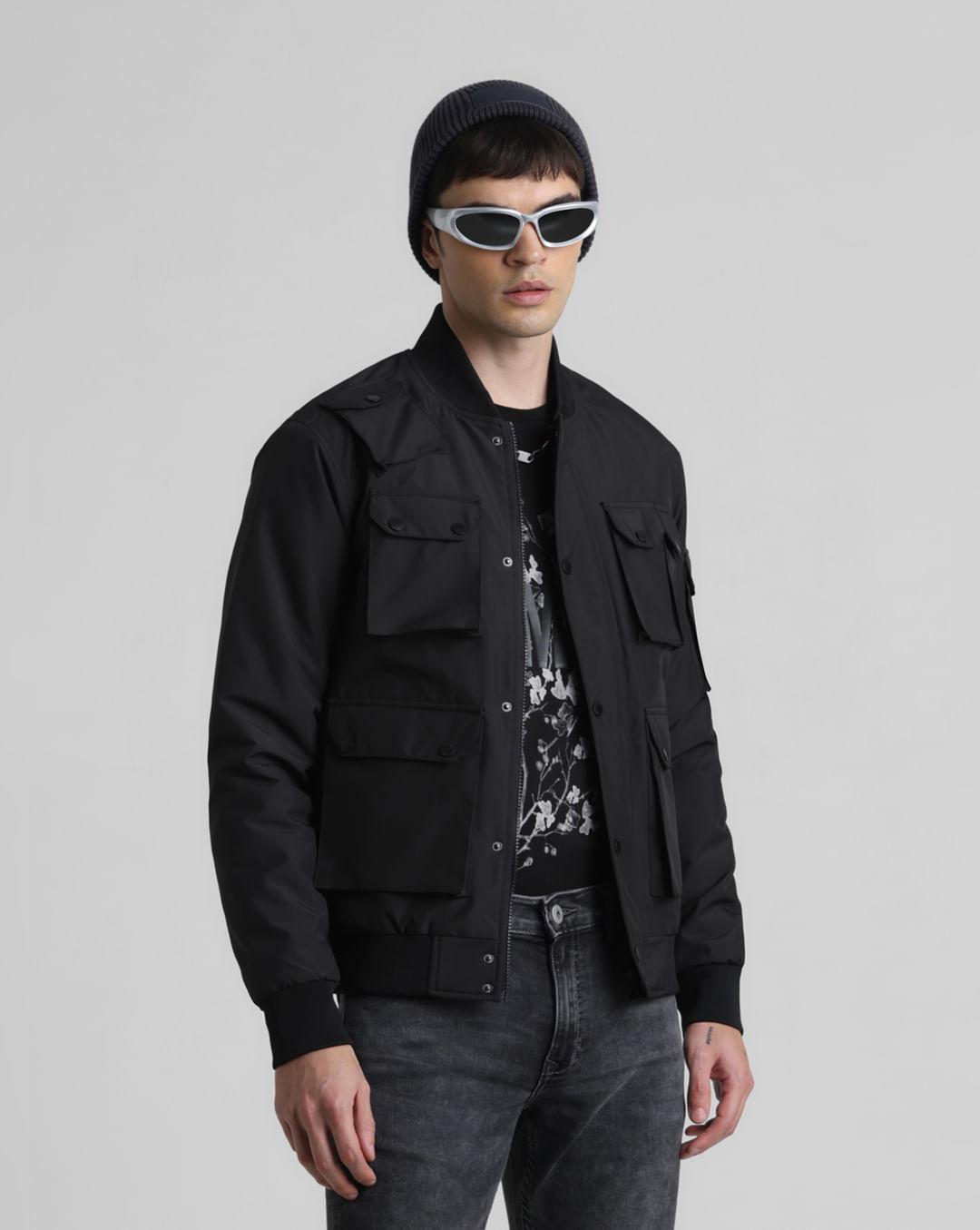 black-oversized-pockets-bomber-jacket
