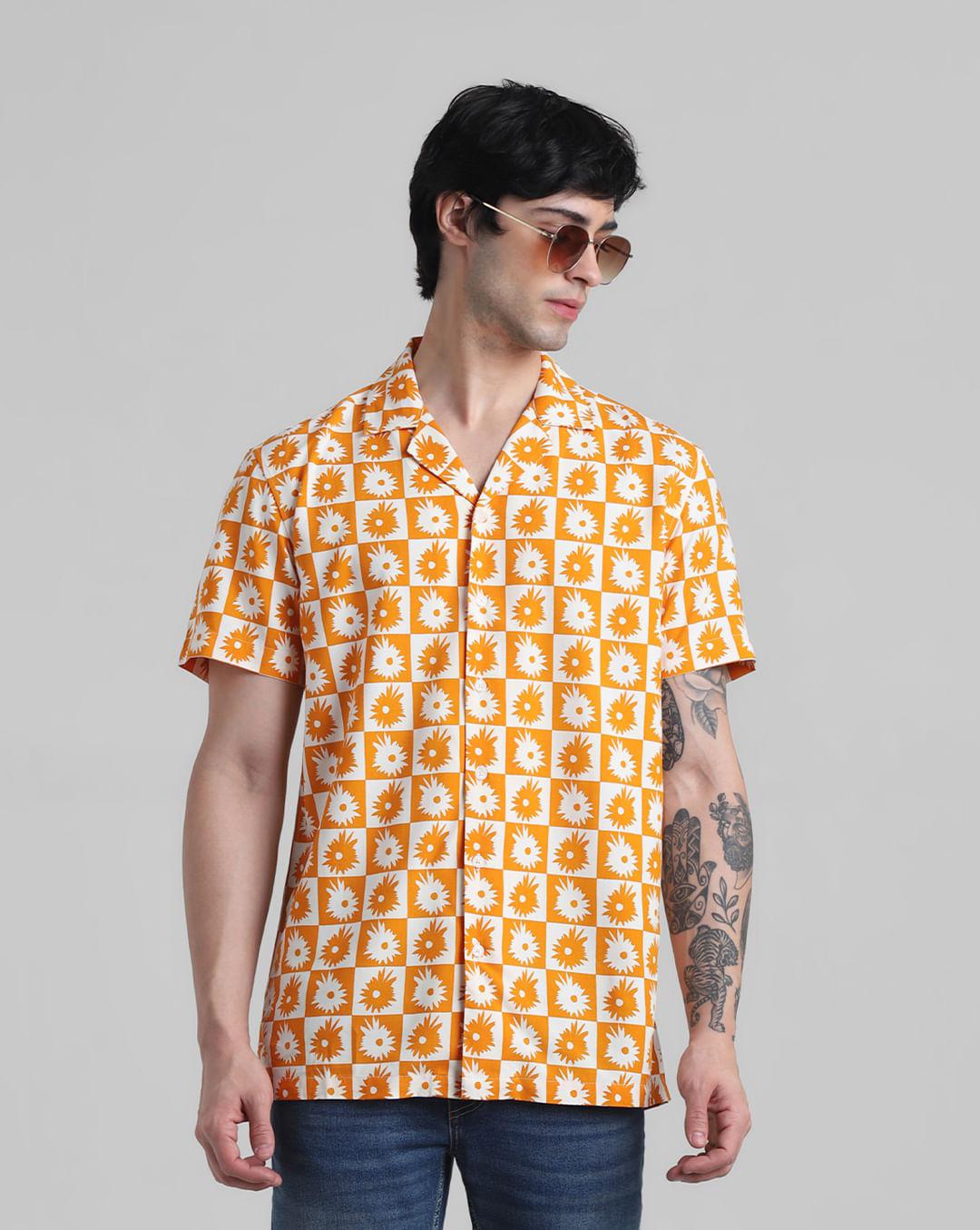orange-abstract-print-shirt