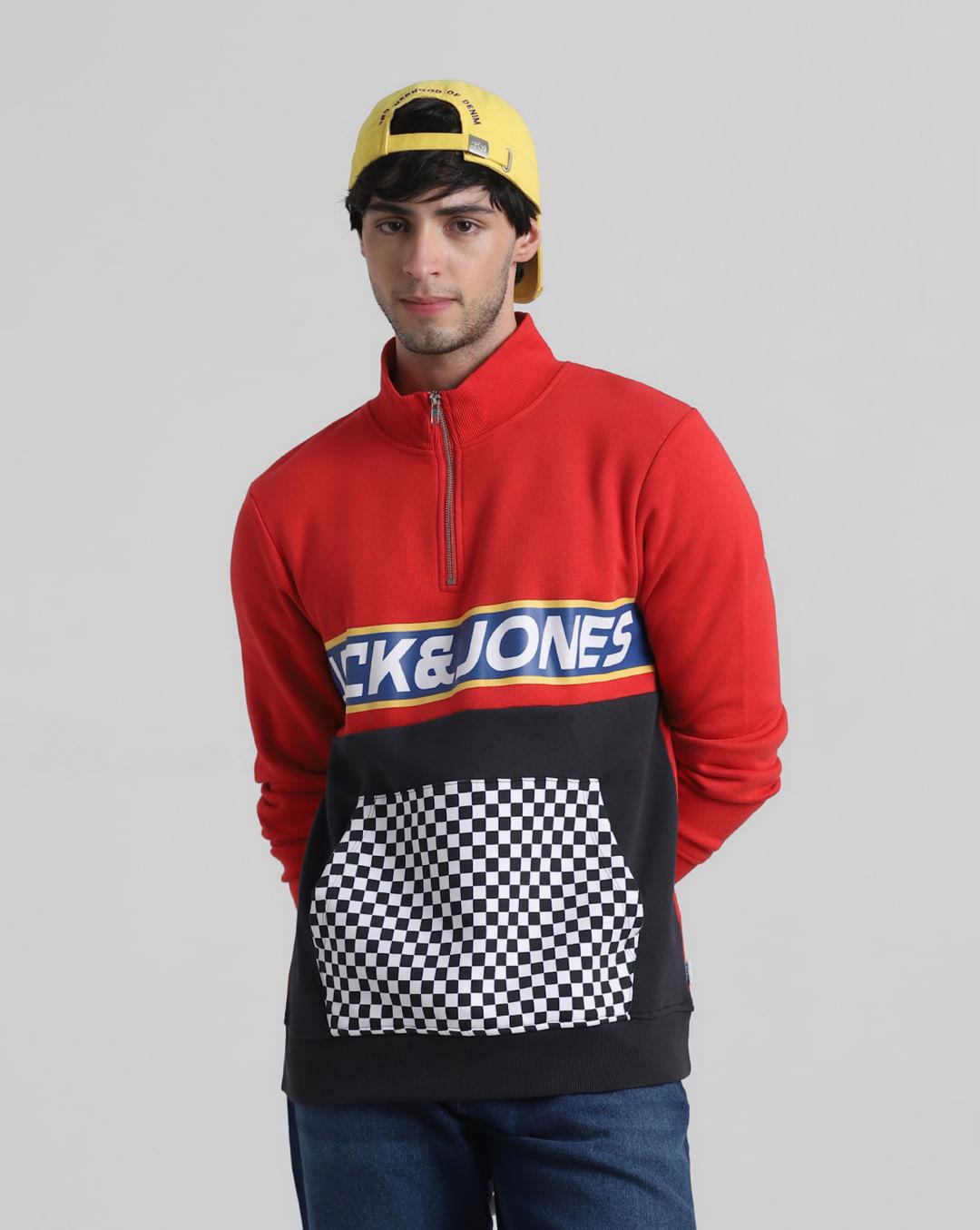 URBAN RACERS by Red High Neck Zip-up Sweatshirt
