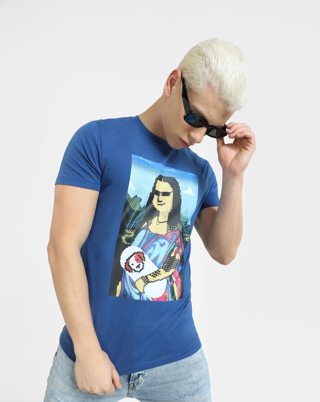 blue-mona-lisa-print-crew-neck-t-shirt