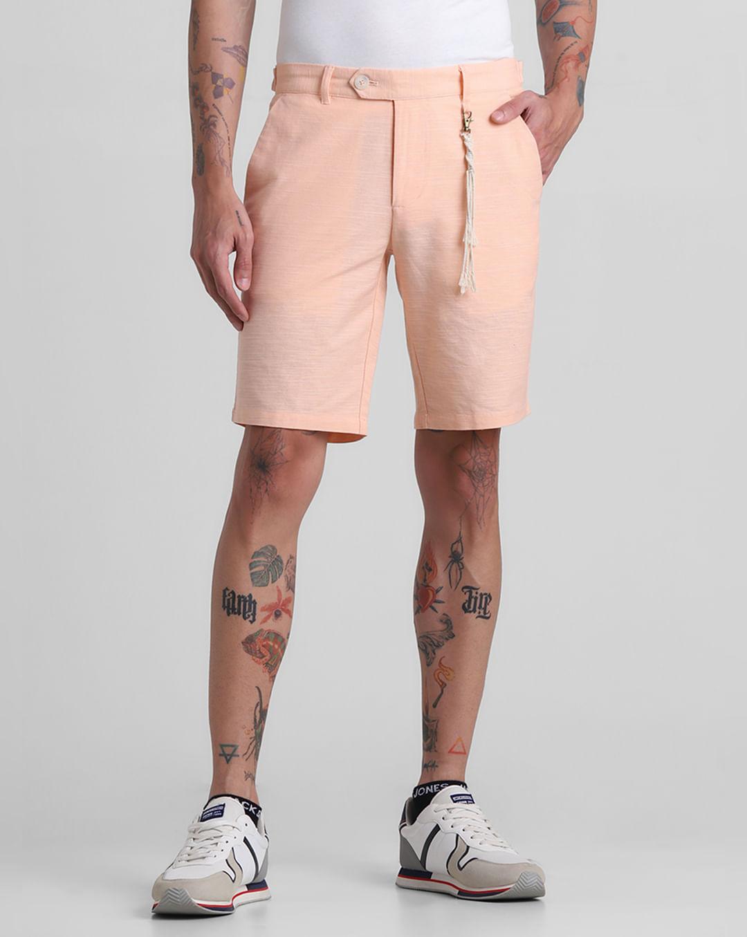 coral-low-rise-linen-shorts