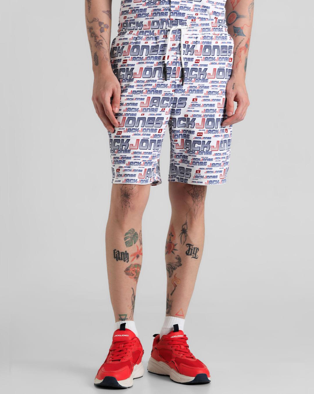 urban-racers-by-jack&jones-white-low-rise-printed-shorts