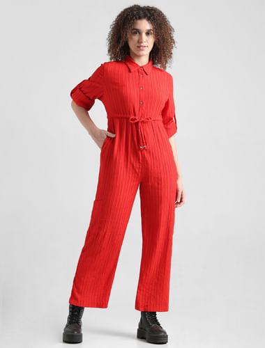 red-drawstring-detail-jumpsuit