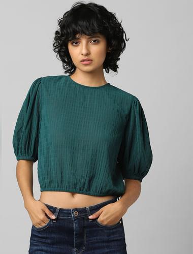 green-textured-cropped-top