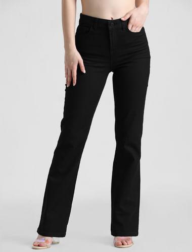 black-high-rise-flared-jeans