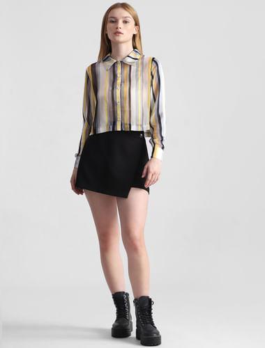 Multi-Coloured Striped Cropped Shirt