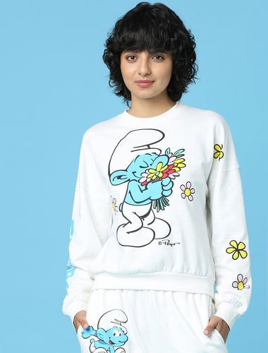 THE SMURFS© X ONLY White Printed Co-ord Sweatshirt