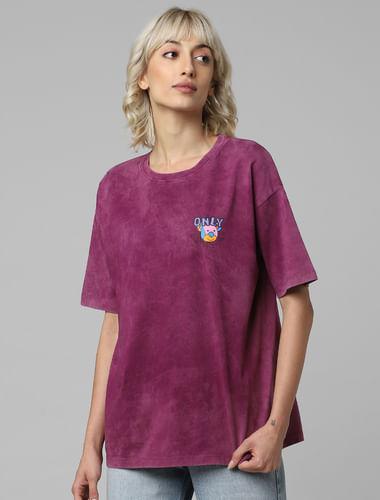 plum-acid-washed-printed-t-shirt