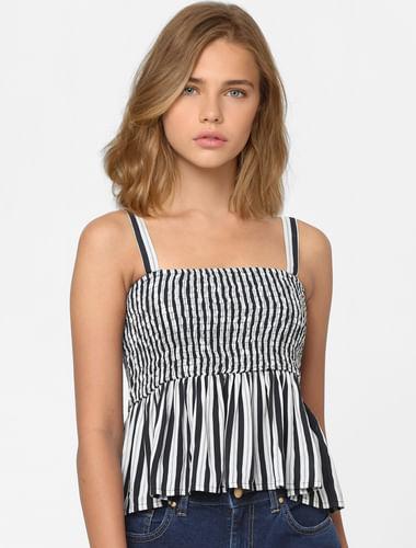 black-&-white-striped-peplum-top
