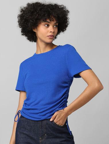 blue-ruched-ribbed-top