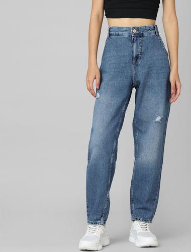blue-high-rise-distressed-carrot-fit-jeans