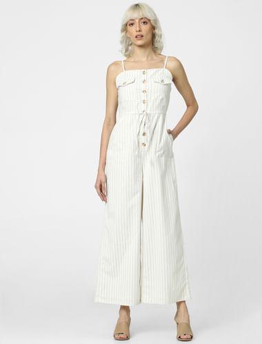 Off-White Striped Wide Leg Jumpsuit