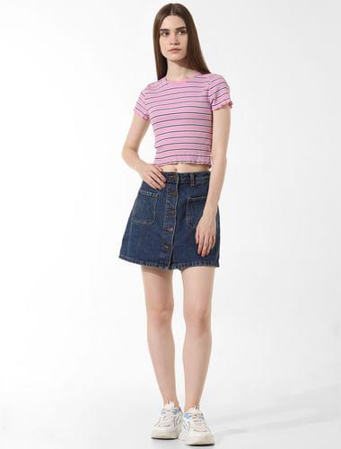 Pink Striped Ribbed Top