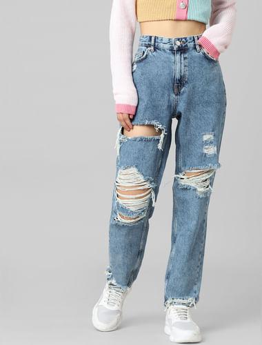 blue-high-rise-distressed-mom-fit-jeans