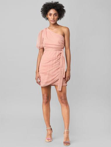 pink-one-shoulder-mini-dress