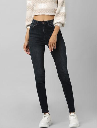 Black High Rise Washed Skinny Jeans