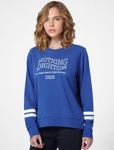 Blue Text Print Sweatshirt