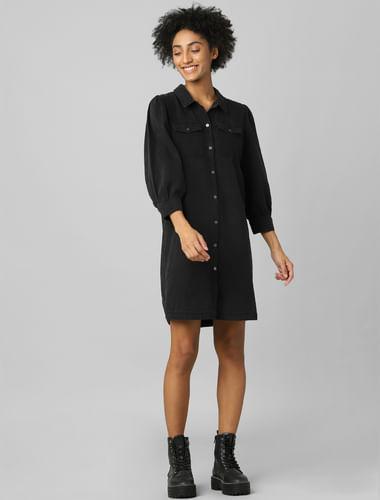 black-denim-shirt-dress