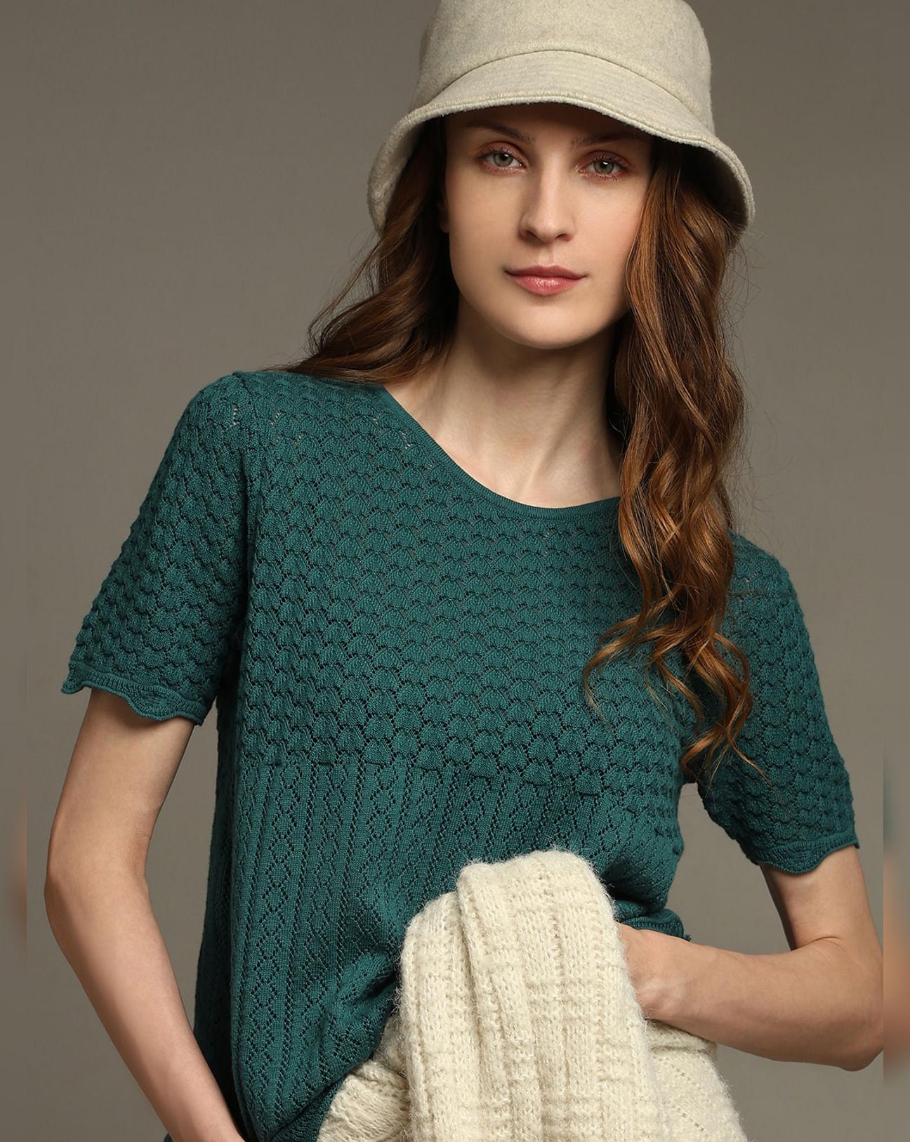green-textured-knit-top