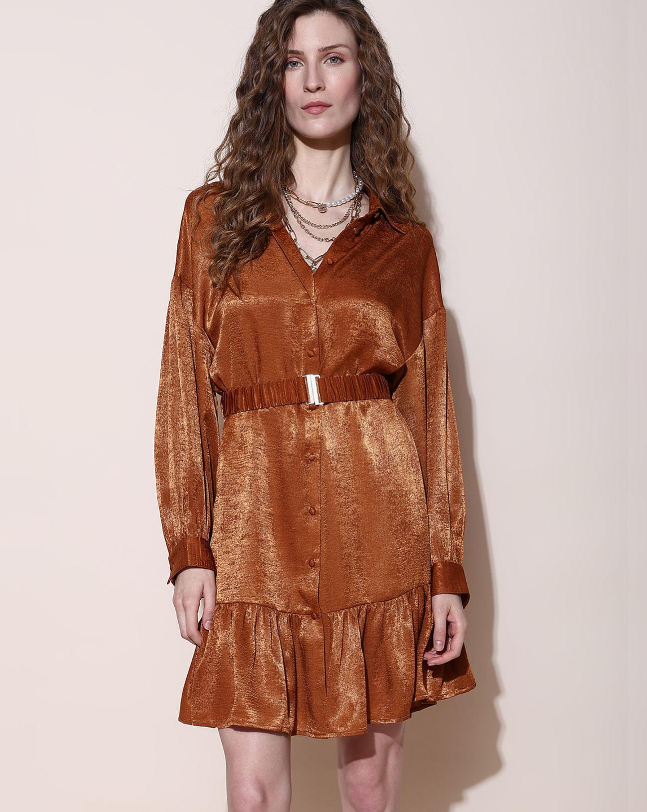 copper-brown-fit-&-flare-dress