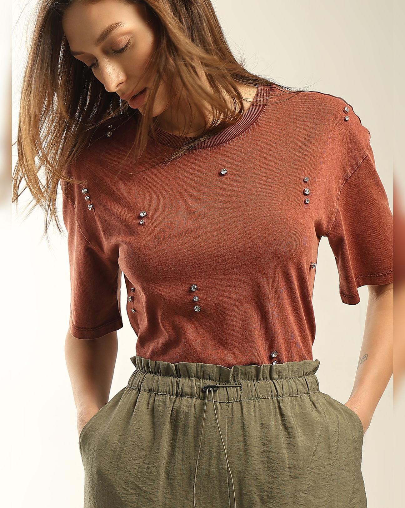 brown-embellished-cotton-t-shirt